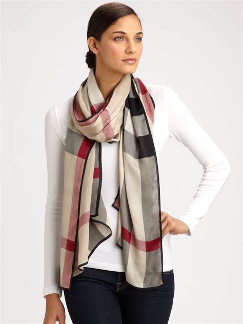 burberry mega check silk scarf.